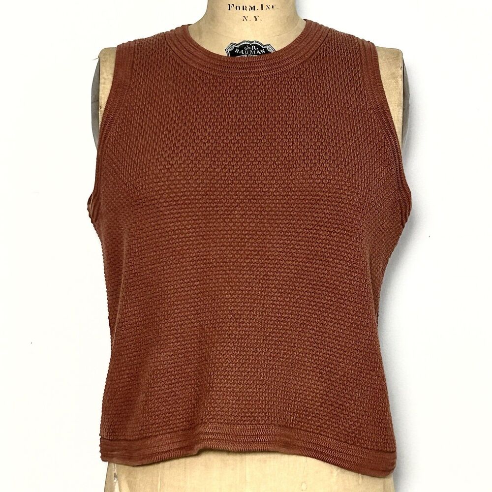 Uniqlo x. Comptoir Des Cotonniers Cotton Knit Tank Top Rust XL Cropped‎